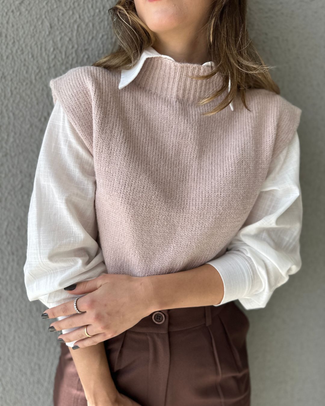 Colete Tricot ombros destacados Muscle rosé Avelã