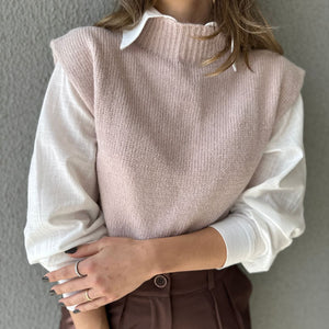 Colete Tricot ombros destacados Muscle rosé Avelã