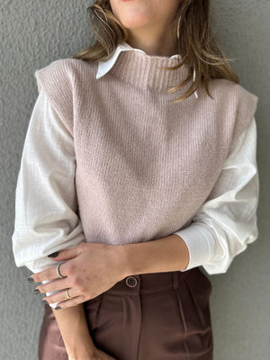 Colete Tricot ombros destacados Muscle rosé Avelã