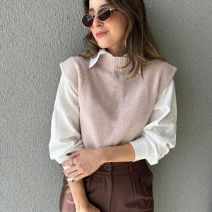 Colete Tricot ombros destacados Muscle rosé Avelã