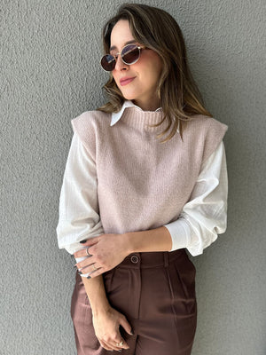 Colete Tricot ombros destacados Muscle rosé Avelã
