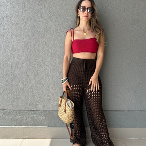 Calça Saída de Praia Tricô Forro Removível Tâmara