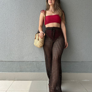 Calça Saída de Praia Tricô Forro Removível Tâmara