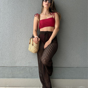 Calça Saída de Praia Tricô Forro Removível Tâmara