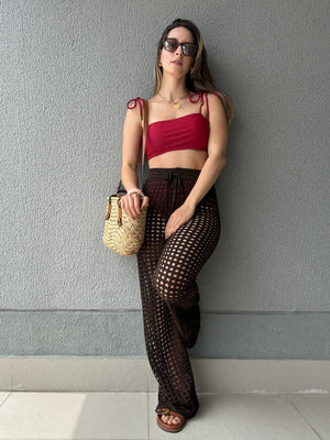 Calça Saída de Praia Tricô Forro Removível Tâmara