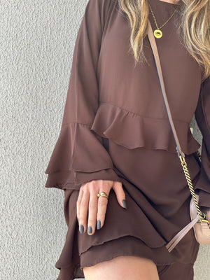 Vestido Marrom Boho Café