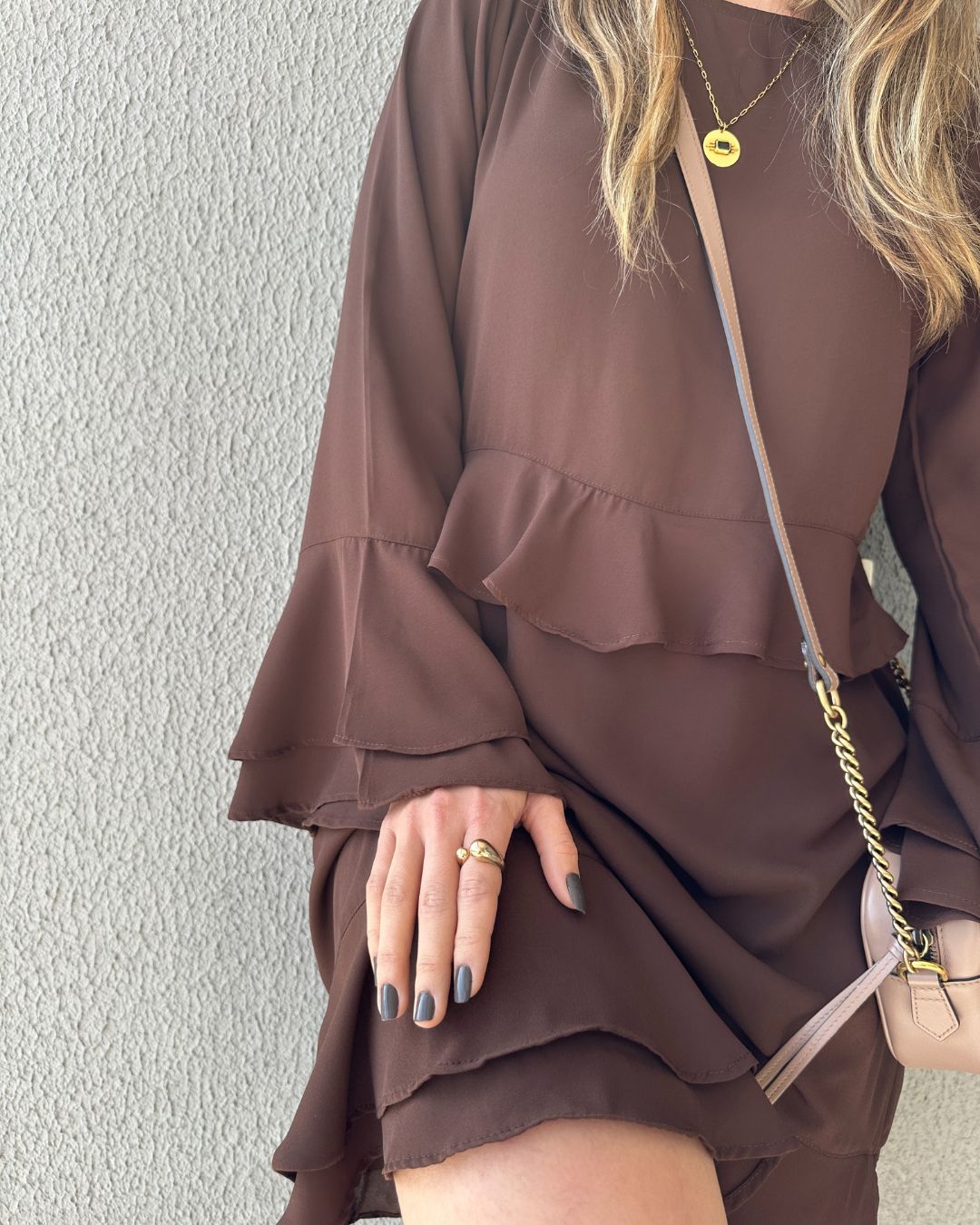 Vestido Marrom Boho Café