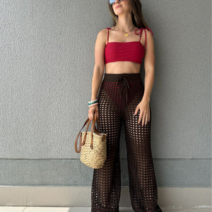 Calça Saída de Praia Tricô Forro Removível Tâmara