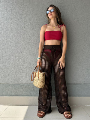 Calça Saída de Praia Tricô Forro Removível Tâmara