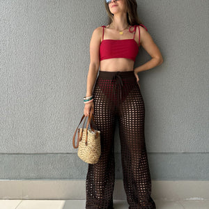 Calça Saída de Praia Tricô Forro Removível Tâmara