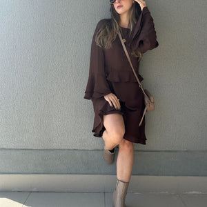 Vestido Marrom Boho Café