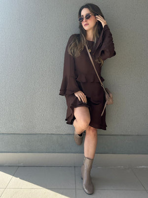 Vestido Marrom Boho Café