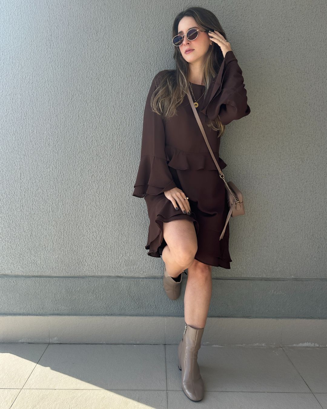 Vestido Marrom Boho Café