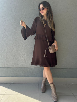 Vestido Marrom Boho Café