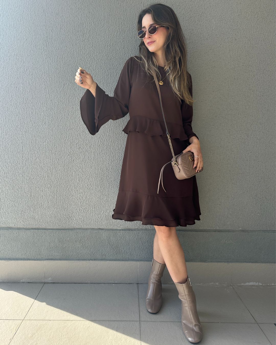 Vestido Marrom Boho Café