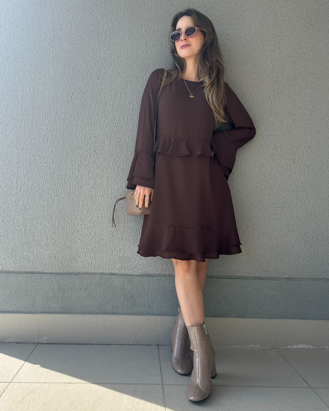 Vestido Marrom Boho Café