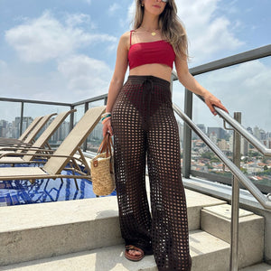 Calça Saída de Praia Tricô Forro Removível Tâmara