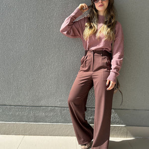 Calça Alfaiataria Wide Leg Cacau