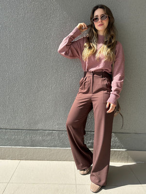 Calça Alfaiataria Wide Leg Cacau