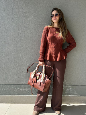 Calça Alfaiataria Wide Leg Cacau