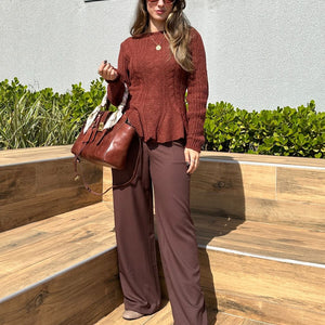 Calça Alfaiataria Wide Leg Cacau