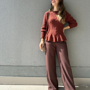 Calça Alfaiataria Wide Leg Cacau