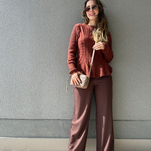 Calça Alfaiataria Wide Leg Cacau