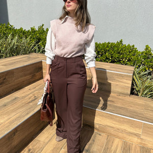 Calça Alfaiataria Wide Leg Cacau