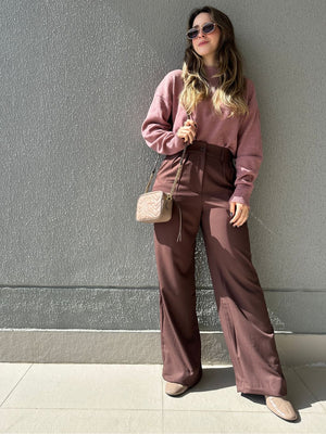 Calça Alfaiataria Wide Leg Cacau