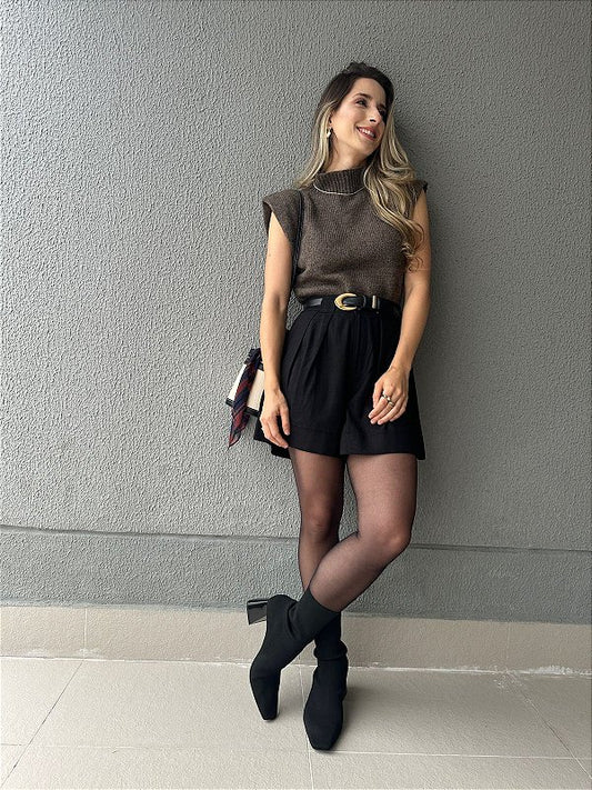 Short alfaiataria com bolso preto Alecrim