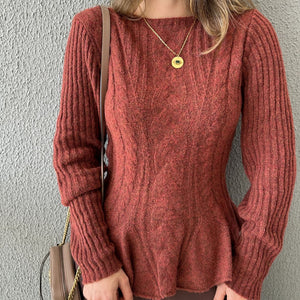Blusa Tricô Peplum Amêndoa