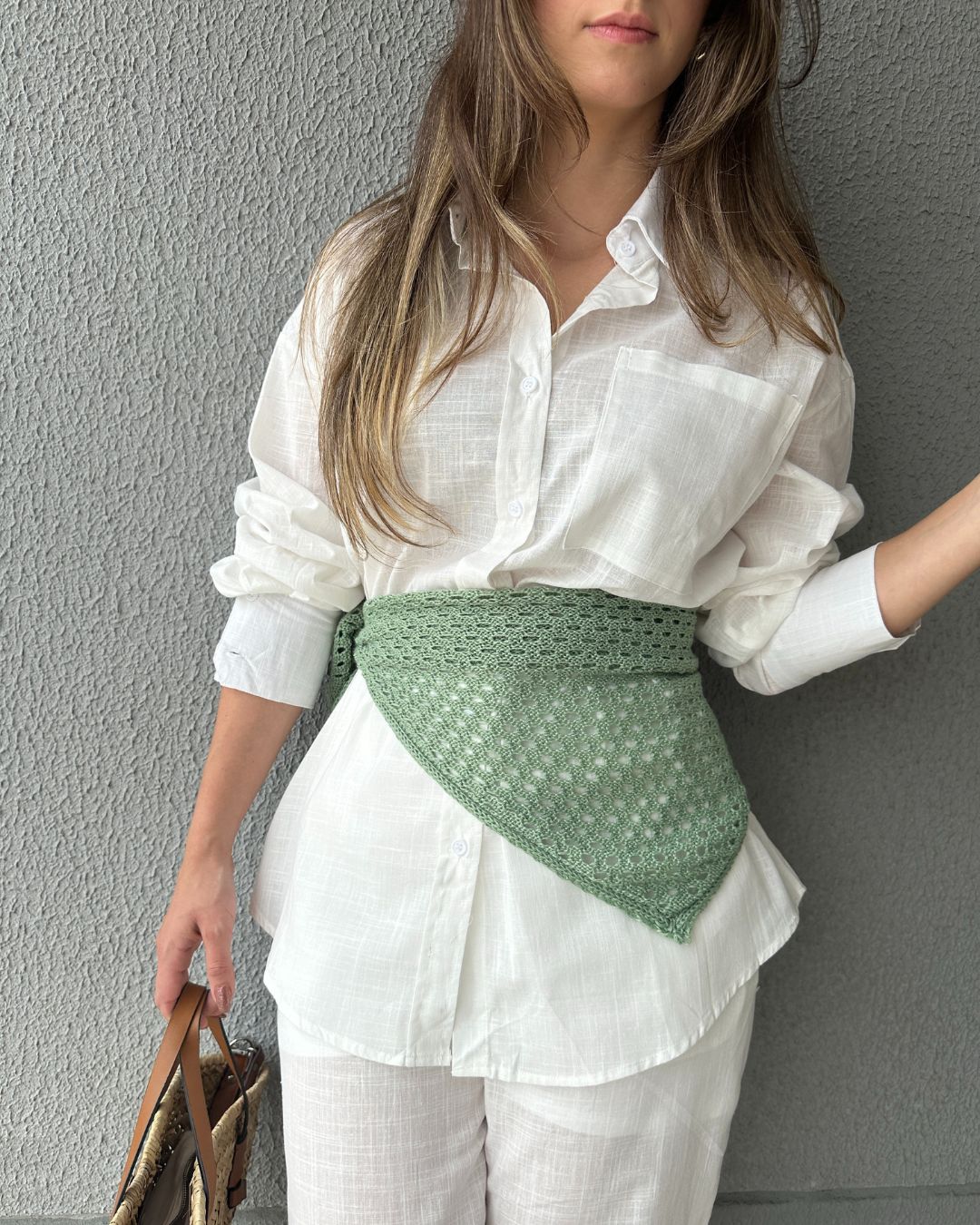 Conjunto de Algodão com Calça Reta e Camisa Tradicional Branco Pequi