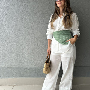 Conjunto de Algodão com Calça Reta e Camisa Tradicional Branco Pequi