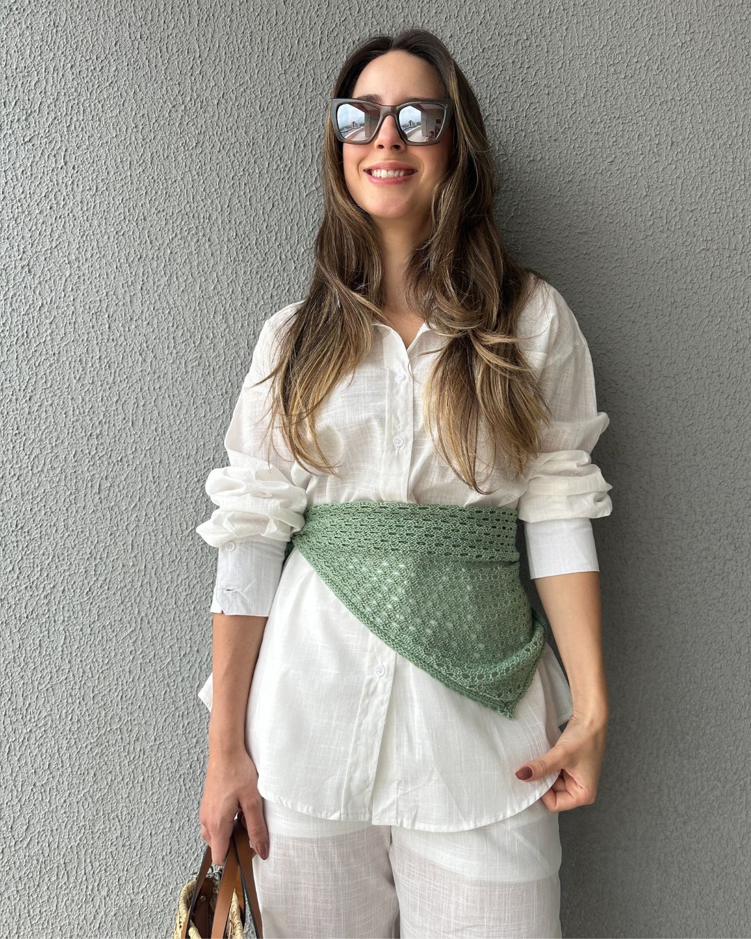 Conjunto de Algodão com Calça Reta e Camisa Tradicional Branco Pequi