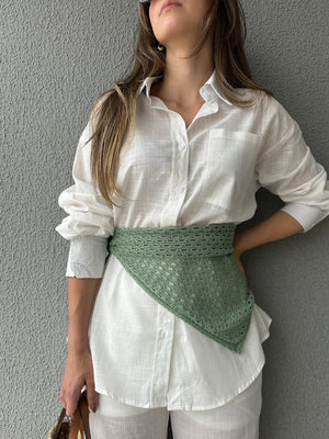 Conjunto de Algodão com Calça Reta e Camisa Tradicional Branco Pequi