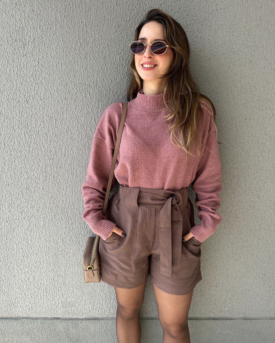 Blusa Tricô Mousse Gola Alta Goiaba