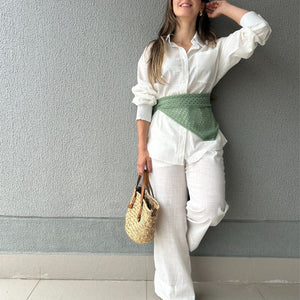 Conjunto de Algodão com Calça Reta e Camisa Tradicional Branco Pequi