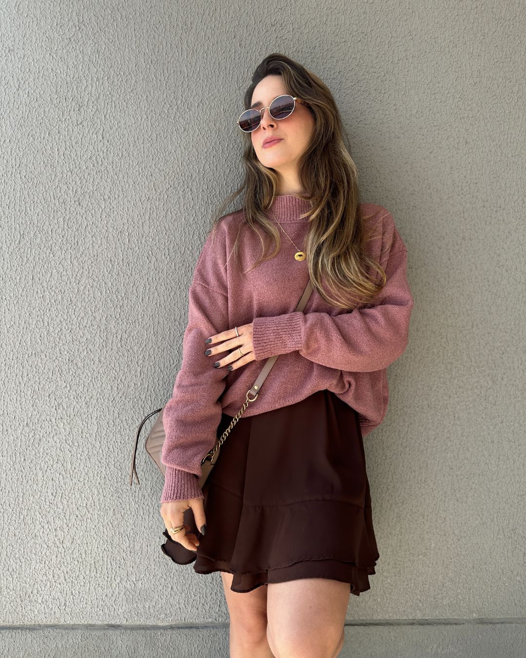 Blusa Tricô Mousse Gola Alta Goiaba