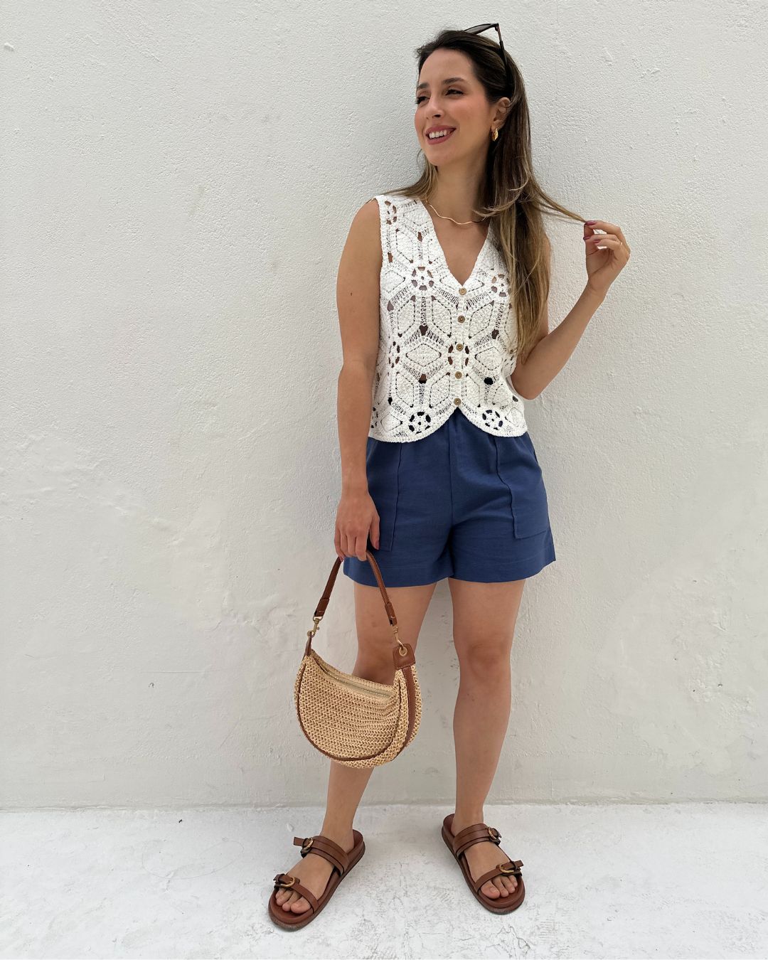 Blusa de Crochê com Fechamento em Botões Branca Orquídea