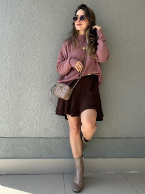 Blusa Tricô Mousse Gola Alta Goiaba