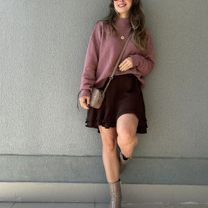 Blusa Tricô Mousse Gola Alta Goiaba