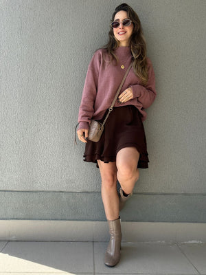 Blusa Tricô Mousse Gola Alta Goiaba
