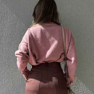 Blusa Tricô Mousse Gola Alta Goiaba