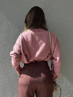 Blusa Tricô Mousse Gola Alta Goiaba