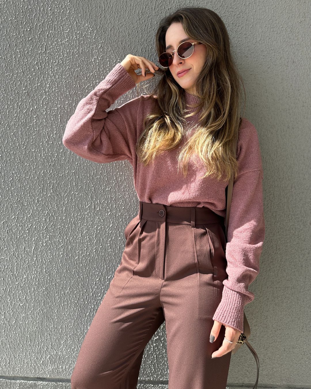 Blusa Tricô Mousse Gola Alta Goiaba