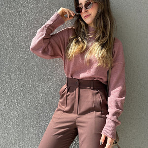 Blusa Tricô Mousse Gola Alta Goiaba