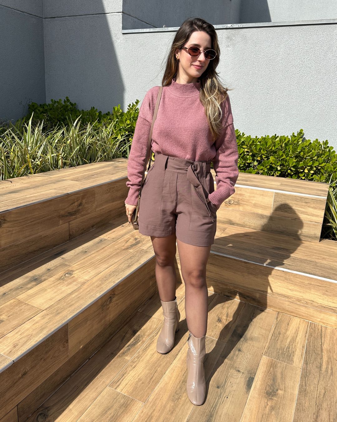 Blusa Tricô Mousse Gola Alta Goiaba
