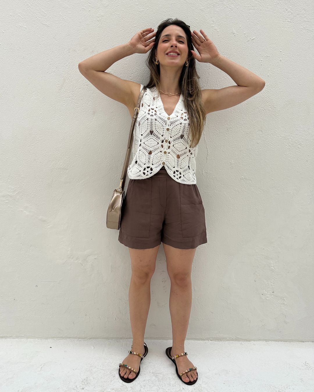 Blusa de Crochê com Fechamento em Botões Branca Orquídea
