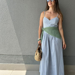 Vestido Amplo Alças Reguláveis Vichy Azul Mirtilo