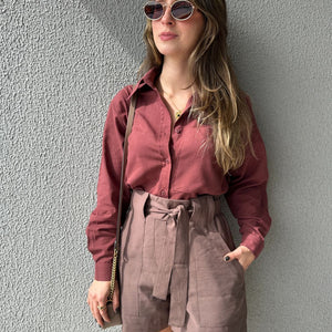 Short Alfaiataria Marrom com Faixa Gengibre